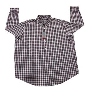 NWT Travel Smart Plaid Button Down Long Sleeve Big Man Shirt 4XB‎